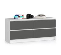 Cómoda akord k120 blanco 120 cm 10 cajones frente en color gris grafito 120x40x121 cm
