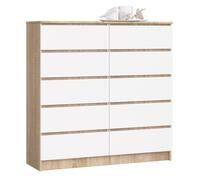 Cómoda akord k120 roble sonoma 120 cm 10 cajones frente en color blanco 120x40x121 cm