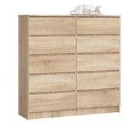 Cómoda akord k120 roble sonoma 120 cm 10 cajones frente en color roble sonoma mate 120x40x121 cm