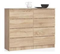 Cómoda akord k120 roble sonoma 120 cm 8 cajones frente en color roble sonoma 120x40x99 cm