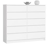 Cómoda AKORD K140 Blanco 138 cm 10 cajones frente en color Blanco 138x40x121 cm