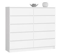 Cómoda AKORD K140 Blanco 138 cm 10 cajones frente en color Blanco 138x40x121 cm