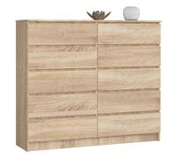 Cómoda AKORD K140 Roble Sonoma 138 cm 10 cajones frente en color Roble Sonoma 138x40x121 cm