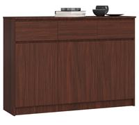 Cómoda akord k140 wenge 138 cm 3 puertas 3 cajones frente en color wenge 6 estantes 138x40x99 cm