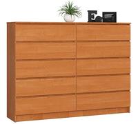 Cómoda AKORD K160 Aliso 160 cm 10 cajones frente en color Aliso 160x40x121 cm