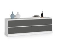 Cómoda akord k160 blanco 160 cm 4 cajones frente en color grafito gris 160x40x55 cm