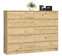 Cómoda AKORD K160 Roble Artisan 160 cm 10 cajones frente en color Roble Artisan 160x40x121 cm
