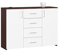 Cómoda AKORD K45 Wenge 110 cm 2 puertas 4 cajones frente en color Blanco 4 estantes 110x35x80 cm