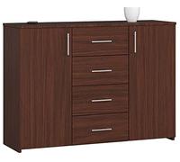 Cómoda AKORD K45 Wenge 110 cm 2 puertas 4 cajones frente en color color Wenge 4 estantes 110x35x80 cm