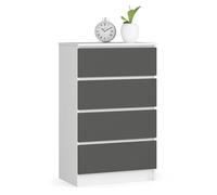 Cómoda akord k60 blanco 60 cm 4 cajones frente en color grafito gris 60x40x99 cm