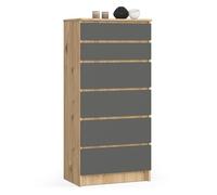 Cómoda AKORD K60 Roble Artisan 60 cm 6 cajones frente en color Grafito Gris 60x40x130 cm