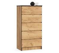 Cómoda AKORD K60 Roble Craft 60 cm 5 cajones frente en color Roble Craft 60x40x121 cm