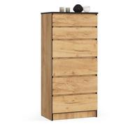 Cómoda AKORD K60 Roble Craft 60 cm 6 cajones frente en color Roble Craft 60x40x130 cm