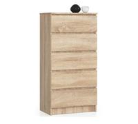 Cómoda akord k60 roble sonoma 60 cm 5 cajones frente en color roble sonoma 60x40x121 cm