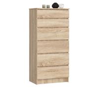 Cómoda akord k60 roble sonoma 60 cm 6 cajones frente en color roble sonoma 60x40x130 cm
