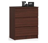 AKORD Cómoda K60 con 3 cajones | Credenza Alta | Mueble Moderno para Sala de Estar, Comedor, Dormitorio, Entrada, baño | Armario Infantil | 60x77x40 cm 25 kg | Wenge