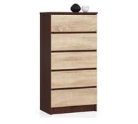 Cómoda akord k60 wenge 60 cm 5 cajones frente en color roble sonoma 60x40x121 cm
