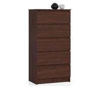 Cómoda akord k60 wenge 60 cm 5 cajones frente en color wenge 60x40x121 cm