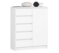 Cómoda akord k80 blanco 80 cm 1 puerta 5 cajones 80x35x97 cm