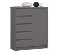 Cómoda akord k80 gris grafito 80 cm 1 puerta 5 cajones 80x35x97 cm