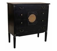 Cómoda alexandra house living negro ratán madera de abeto madera mdf 38 x 90 x 85 cm