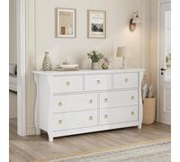 Cómoda Alta De 3 Cajones Con Patas Curvas, Detalles De Ratán y Espacio De Almacenamiento Independiente Para Sala De Estar, Dormitorio, Entrada o Balcón (76 cm De Largo x 40 cm De Ancho x 74 cm De Alto