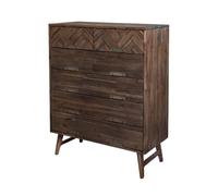 Cómoda ashton, de color marrón, de estilo retro, mide 125x100x45 cm y tiene 6 cajone