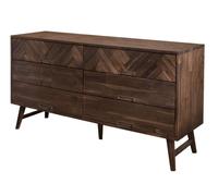 Cómoda ashton, de color marrón, estilo retro, medidas 80x155x45 cm y 6 cajones