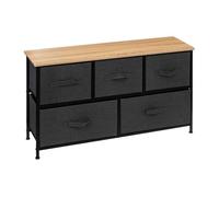 Cómoda baja tissa de 5 cajones dormitorio en roble claro y gris oscuro acero 100x55 cm 100 cm