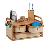Cómoda baño pequeña, Cajonera bambú, Caja organizadora maquillaje, Cubo madera