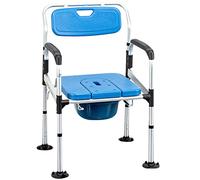 Cómoda bariátrica junto a la cama Silla de asiento de inodoro 3 en 1 49 cm/19,3 pulgadas extra ancho Tarea pesada Silla de ducha de baño para adultos con protector contra salpicaduras de cubo