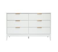 Cómoda blanca mate y metal dorado 6 cajones L120 cm GIANA