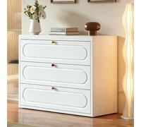 Cómoda Blanco 5 Cajones con Guías Metálicas,Mango de Color,Antivuelco Cajonera Dormitorio Armario de Almacenamiento Panel Metalico Cajonera Para Dormitorio Salón Recibidor Entrada White,60*75CM