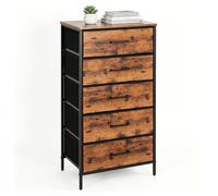 Relaxdays Cómoda 94 x 45 x 30 cm, marrón/Negro para Pasillo y Dormitorio | 5 cajones de tela, metal, MDF