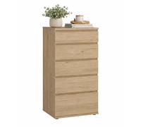 Cómoda, Cajonera Dormitorio Júcar Oak con 5 cajones,Color Jackson Hickory, 41 x 40 x 107 cm