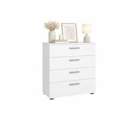 Cómoda, Cajonera Dormitorio Segre White con 4 Cajones,Color Blanco, 70 x 41 x 82 cm