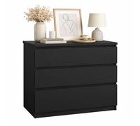 Cómoda, Cajonera Dormitorio SIL Black con 3 Cajones,Color Negro Mate, 77 x 50 x 71 cm