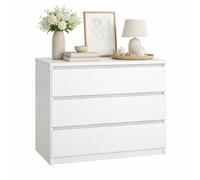 Cómoda, Cajonera Dormitorio SIL Gloss White con 3 Cajones,Color Blanco Alto Brillo, 77 x 50 x 71 cm