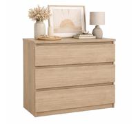 Cómoda, Cajonera Dormitorio SIL Oak con 3 Cajones, Color Jackson Hickory, 77 x 50 x 71 cm