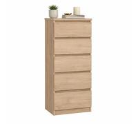 Cómoda, Cajonera Dormitorio SIL Oak con 5 Cajones, Color Jackson Hickory, 41 x 50 x 112 cm
