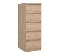 Cómoda, Cajonera Dormitorio SIL Oak con 5 Cajones, Color Jackson Hickory, 41 x 50 x 112 cm