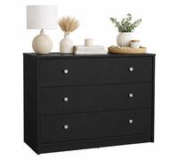 Cómoda, Cajonera para Dormitorio Ebro Black con 3 Cajones Color Negro 73 x 31 x 69 cm