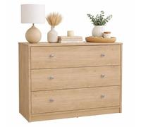 Cómoda, Cajonera para Dormitorio Ebro Oak con 3 Cajones Color Roble 73 x 31 x 69 cm