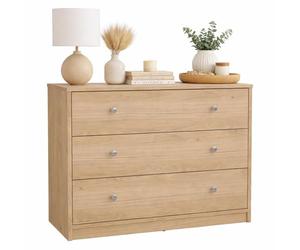 Cómoda, Cajonera para Dormitorio Ebro Oak con 3 Cajones Color Roble 73 x 31 x 69 cm