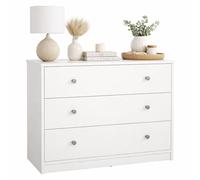 Cómoda, Cajonera para Dormitorio Ebro White con 3 Cajones Color Blanco 73 x 31 x 69 cm