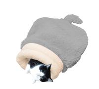 Cómoda cama de cueva de gato, saco de dormir para mascotas auto-caliente, perro cómodo saco de sangre, cama de gato de invierno para calor y seguridad, hogar de compañía suave, bei