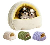 Cómoda cama para gatos monstruos, cómoda cama de felpa para mascotas, parte inferior antideslizante, extraíble y lavable, nidos de doble propósito para gatos y perros pequeños (beige, grande)