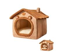 Cómoda cama tipo cueva con cojín extraíble, tienda de campaña de felpa cálida para cachorros pequeños y gatos, y con casa para mascotas semicerrada