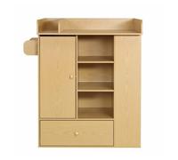 Cómoda cambiador - con cajón, armario y amplio espacio de almacenamiento, toallero, zona de cambio con separadores, diseño de madera natural - color natural