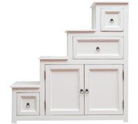Cómoda Cassettiera Scala De Madera Maciza Blanca 94x97 Cm Shabby Chic